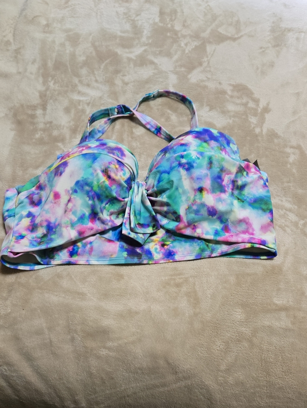 torrid Multicolor Tie-Dye Bikini Top - Blue Pink Green